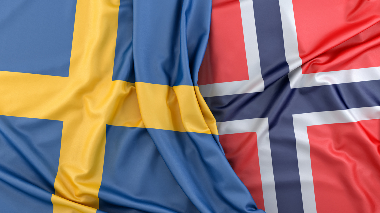 Mp67904242 Ruffled Flags Of Sweden And Norway 3D Rendering