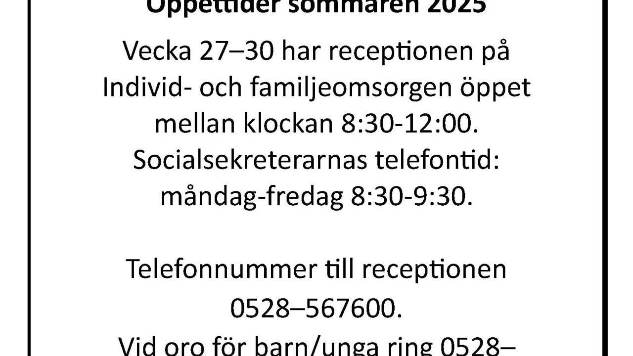 Öppettider Under Sommaren 2025